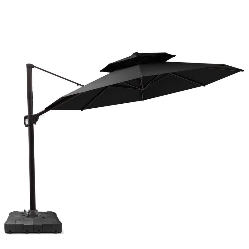 11.5 ft Round Patio Cantilever Offset Umbrella with 360-degree Rotation - Black
