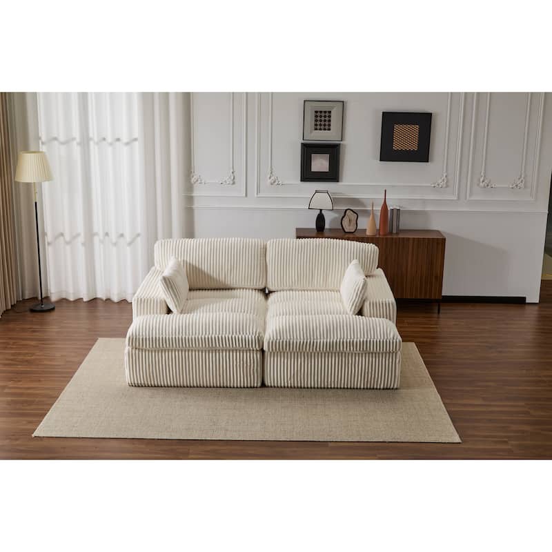 Double Chaise Lounge Chair Indoor,Oversized Upholstered Sleeper Cloud Couch,Deep Seat Sofa Bed,Corduroy Reading Chair Required