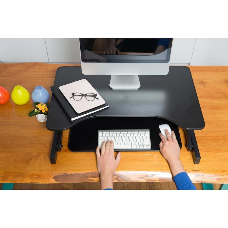 32" Sit-Stand Desk Converter with Spacious Platform for Monitors and Laptops