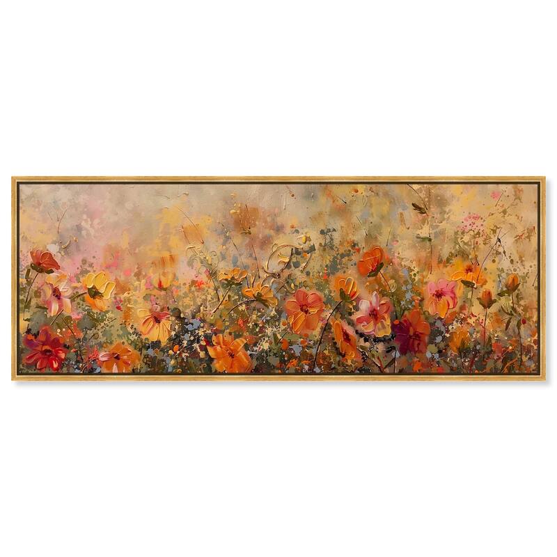 Fall Cosmo Flowers Panoramic Canvas by Art Remedy - Gold - 54" x 20"