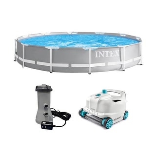 Intex 26711EH 12ft x 30in Frame Above Ground Swimming Pool Set & Robot Vacuum - 56.1