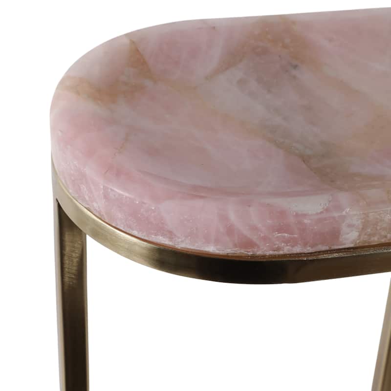 Quartz Side Table Elegant Narrow for Home Decor Accent - 24" Pink - 24.0"