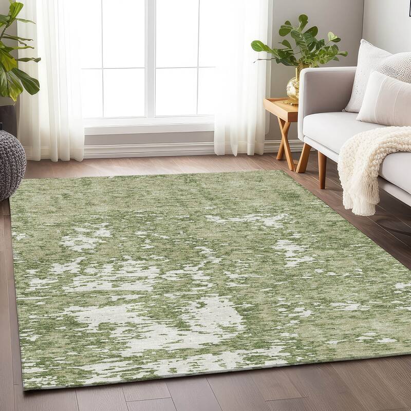 Premium Washable Super Soft Abstract Pixels Mayfield Rug - Aloe - 9' x 12'