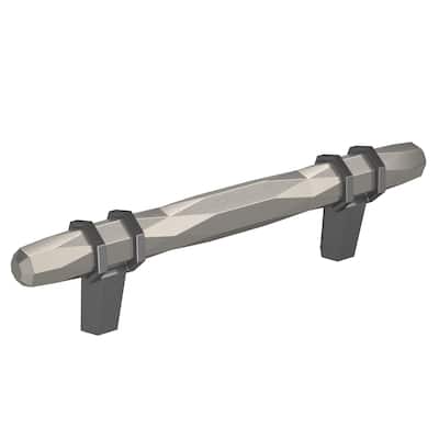 Amerock London 3-3/4 in (96 mm) Center-to-Center Satin Nickel/Black Chrome Cabinet Pull