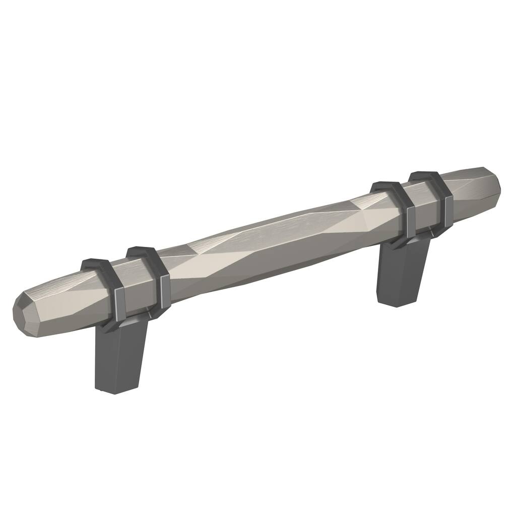 Amerock London 3-3/4 in (96 mm) Center-to-Center Satin Nickel/Black Chrome Cabinet Pull