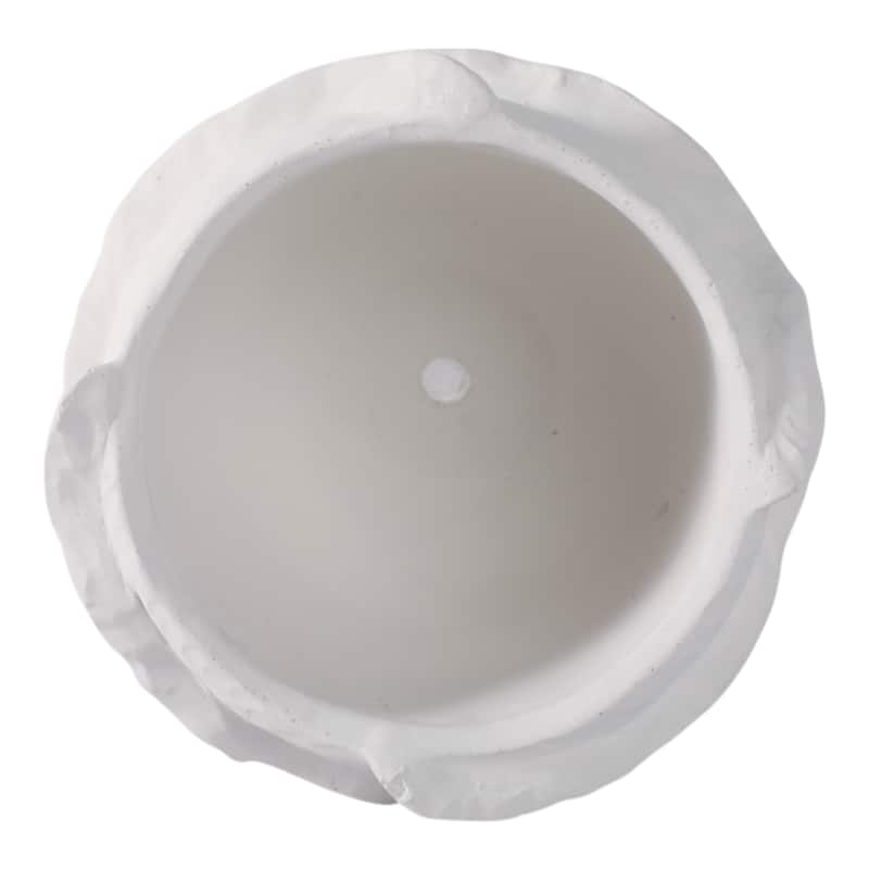 Pottery Planter Sculpted Textured Design Home Garden Decor - 5" White - 7" x 7" x 5.25"