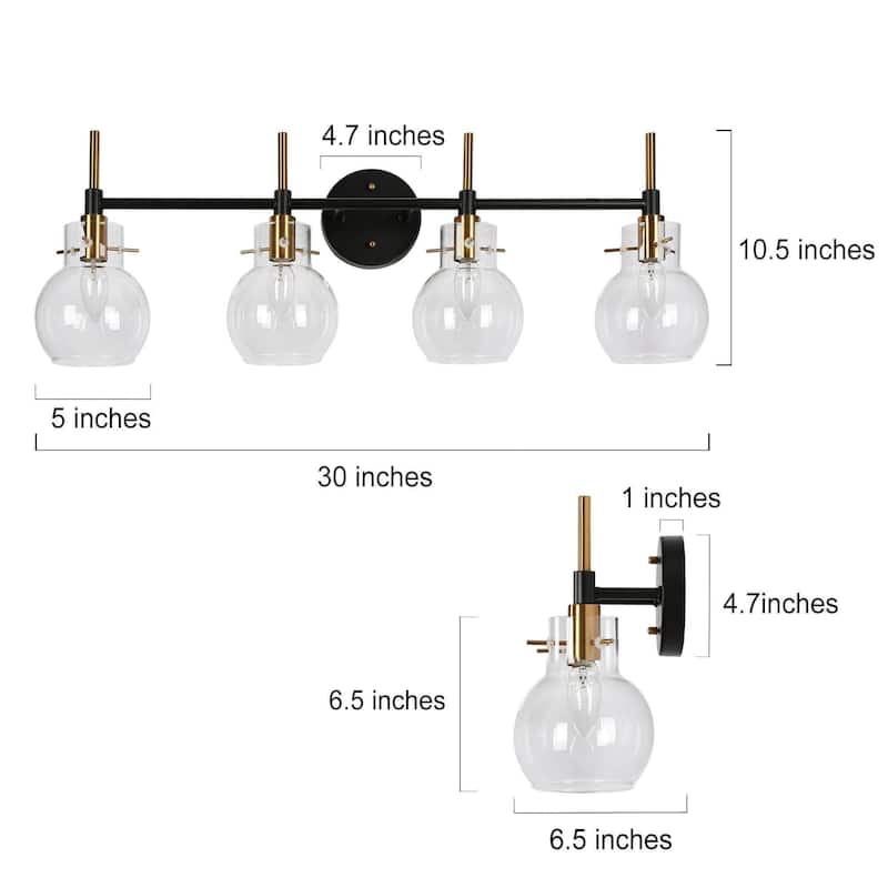 4-Light Black Gold Linear Modern Wall Sconce