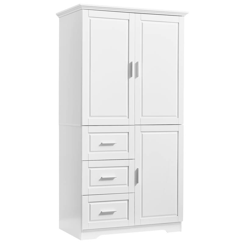 Tall & Wide Storage Cabinet with 3 Drawers and Doors, for Bathroom or Office Organization