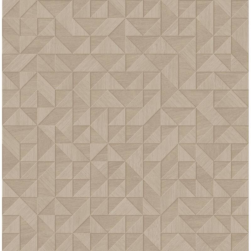 A-Street Prints Gallerie Beige Geometric Wood Wallpaper