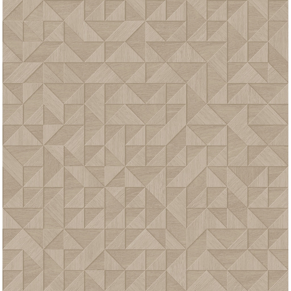 A-Street Prints Gallerie Beige Geometric Wood Wallpaper