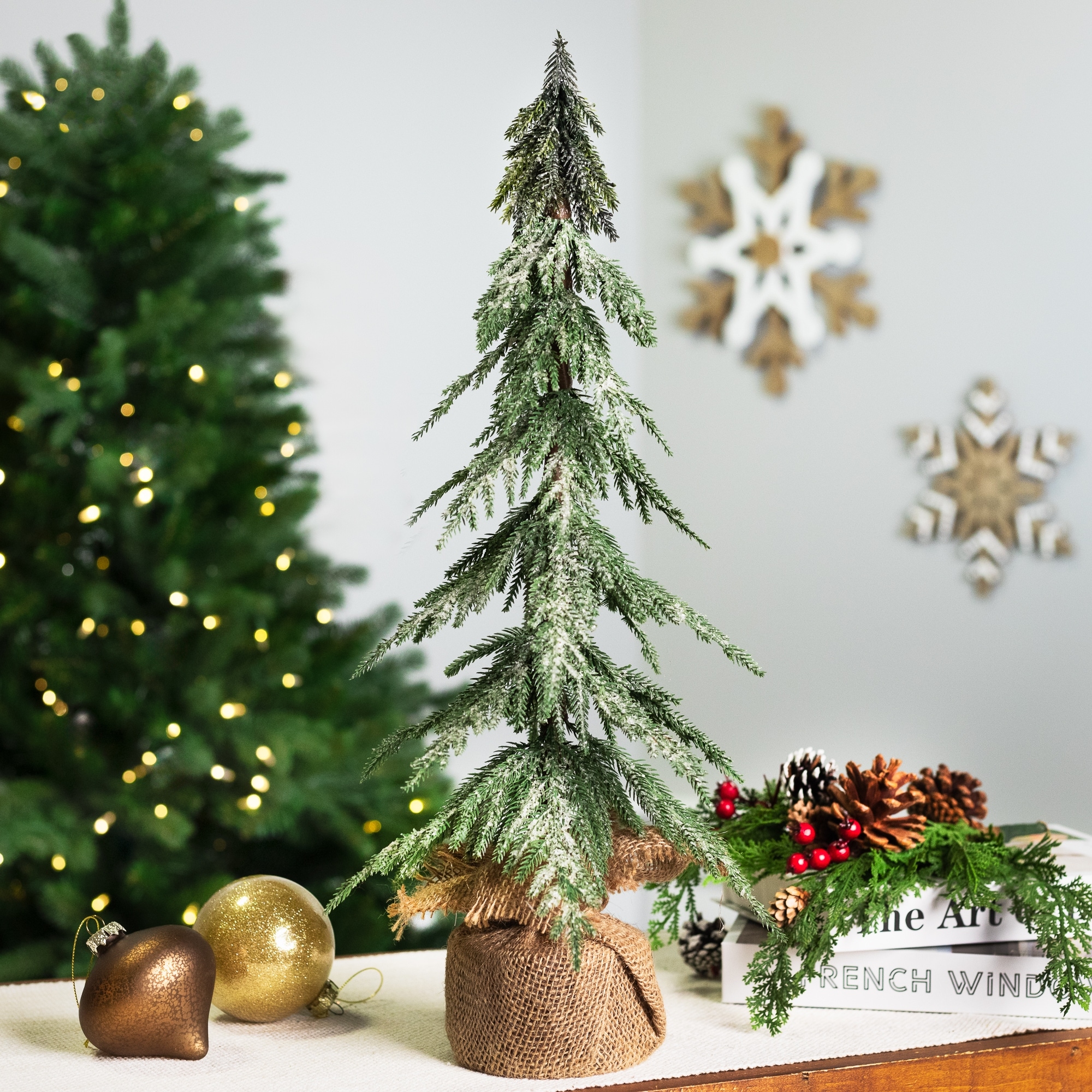 Real Touch™ Mini Icy Pine Christmas Tree in Burlap Base - 24" - Unlit - 2 Foot