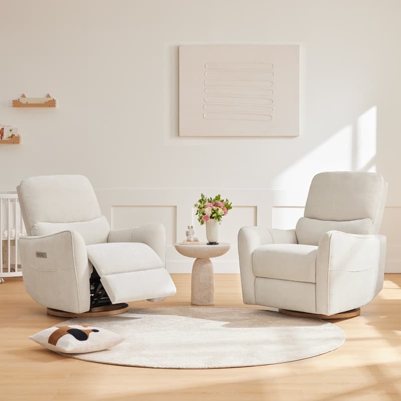 Spruce & Spring Power Swivel Recliner Chair Nursery Glider with Lumber Pillow