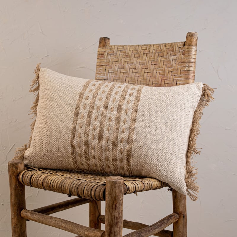 Foreside Home & Garden Tan Middle Striped Filled Pillow