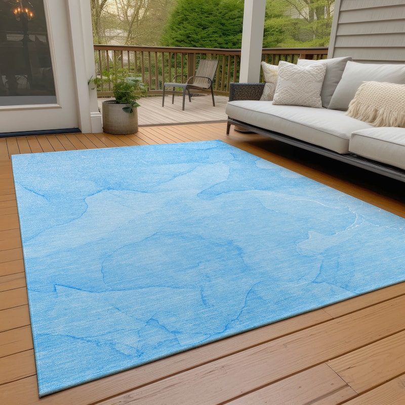 Machine Washable Indoor/ Outdoor Abstract Chantille Rug