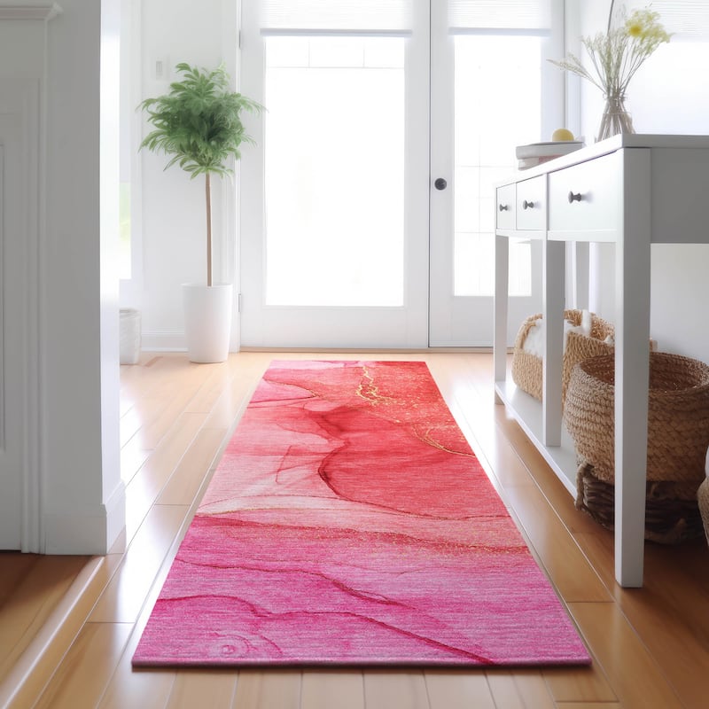 Premium Washable Super Soft Modern Glam Mayfield Rug - Pink - 2' 3" x 7' 6" - Runner