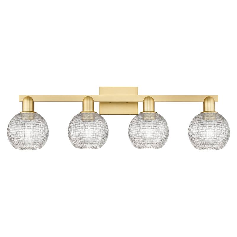 Innovations Lighting Endless Possibilities Arcadia - Athens - 4 Light 33" Basketweave Bath Vanity Light - Satin Gold