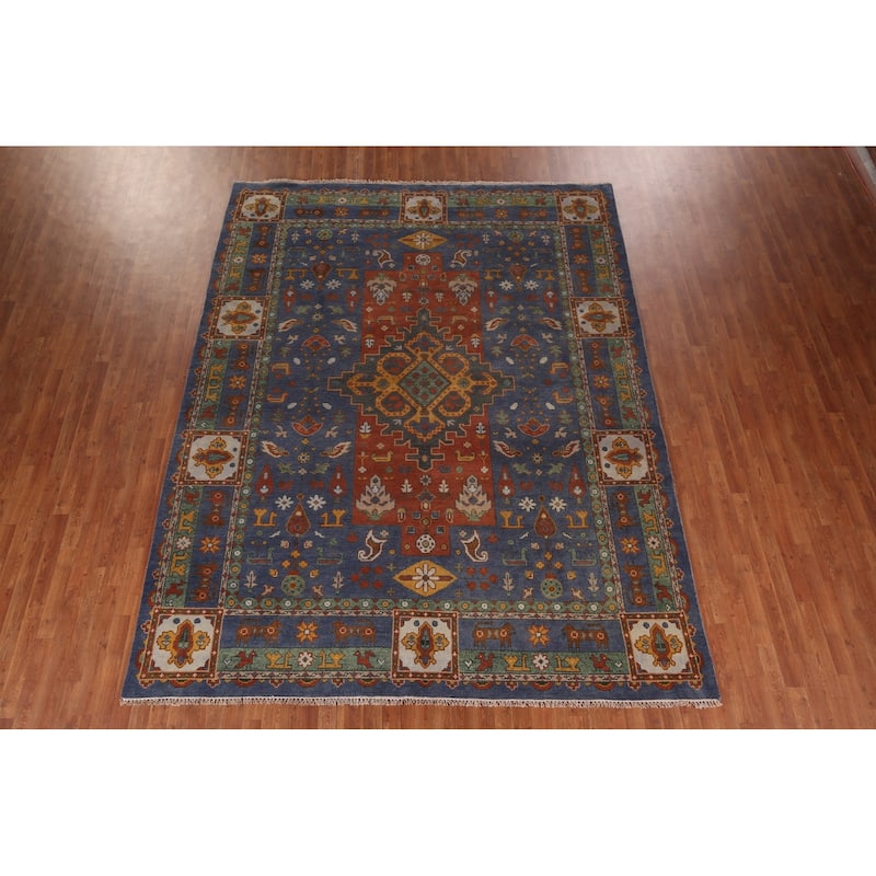 Tribal Geometric Shiraz Oriental Area Rug Hand-Knotted Wool Carpet - 8'11"x 11'6"