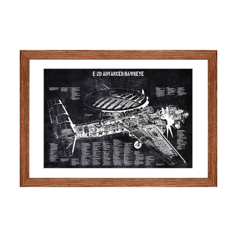 iCanvas "E-2d Advanced Hawkeye" by Joseph Fernando - Walnut - 24x32x1