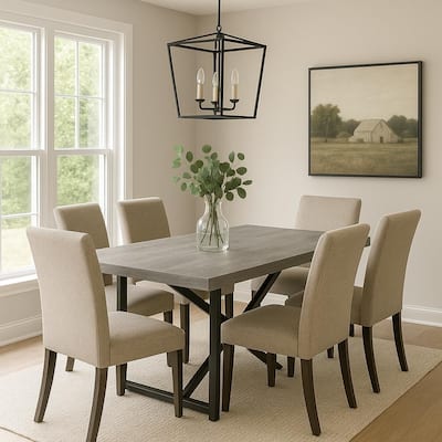 Grey Dining Table with Black Legs 60"- 71"