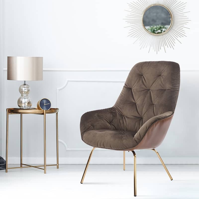 Page Mid-Century Modern Brown Faux leather Tufted Accent Chair by Furniture of America