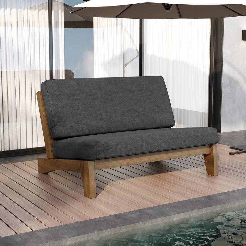 Sectional Wood Furniture 2 Seat Armless Patio Sofa