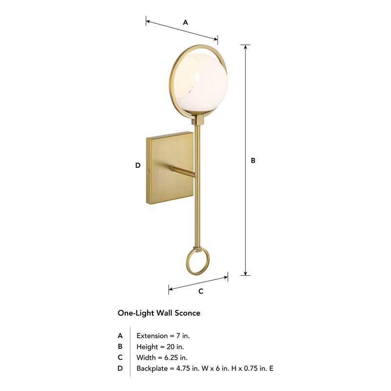 Teatro 20 in. 1-Light Brushed Gold Modern Wall Sconce Light