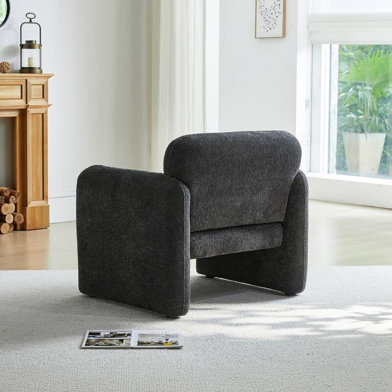 Accent Chair, Curved Back Single Armchair, Plush Upholstered