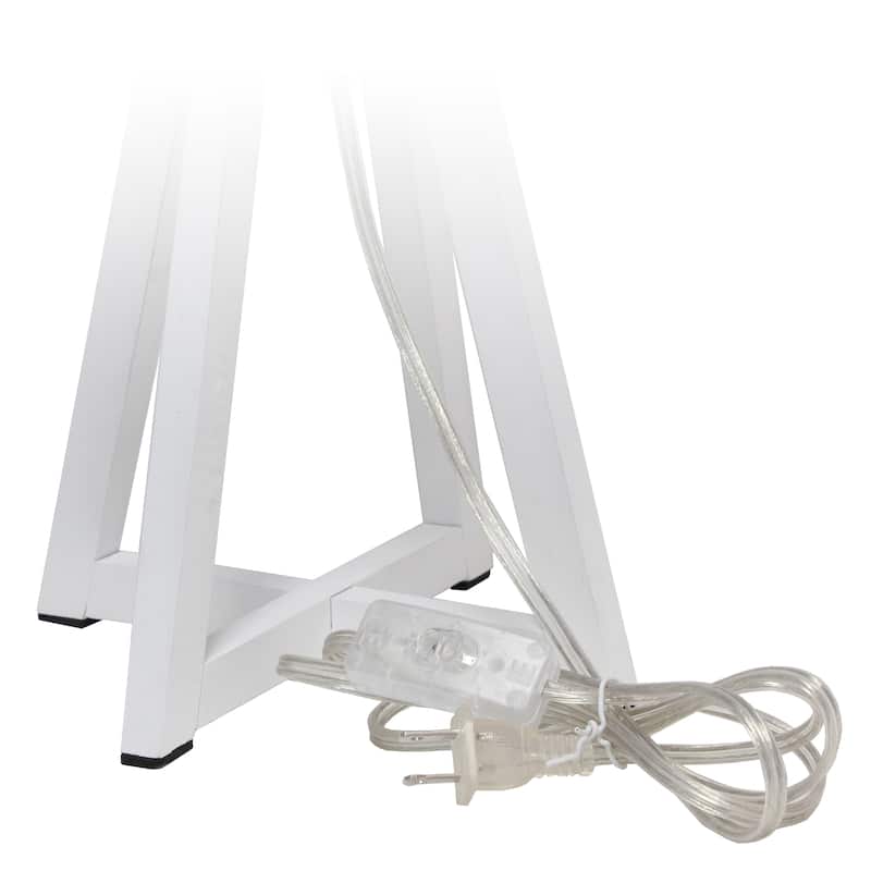 Wood Tripod Table Lamp with Drum Shade for Bedroom Decor - 9.75 x 9.75 x 19 in. (L x W x H)