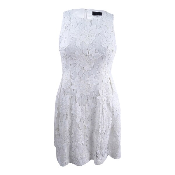 tahari lace fit and flare dress