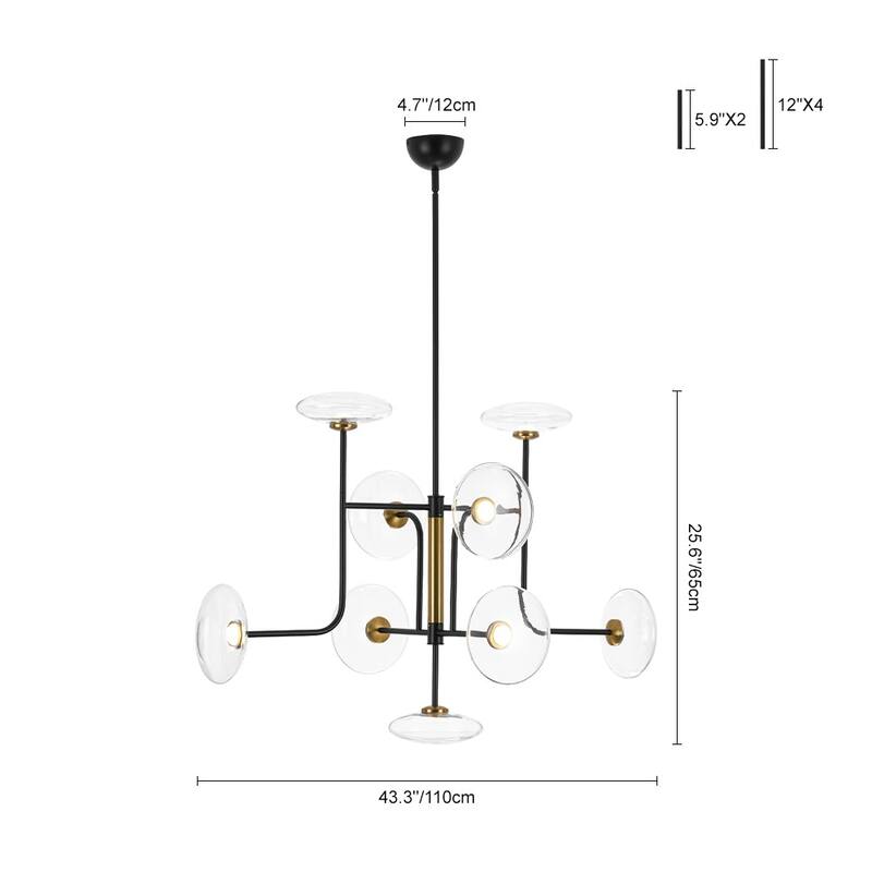 Mid Century 9-Light Disc Glass Dimmable LED Sputnik Chandelier - N/A