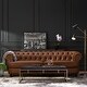 preview thumbnail 2 of 15, Litch Chesterfield Leather Tufted 3 Seater Top Grain Sofa by Christopher Knight Home