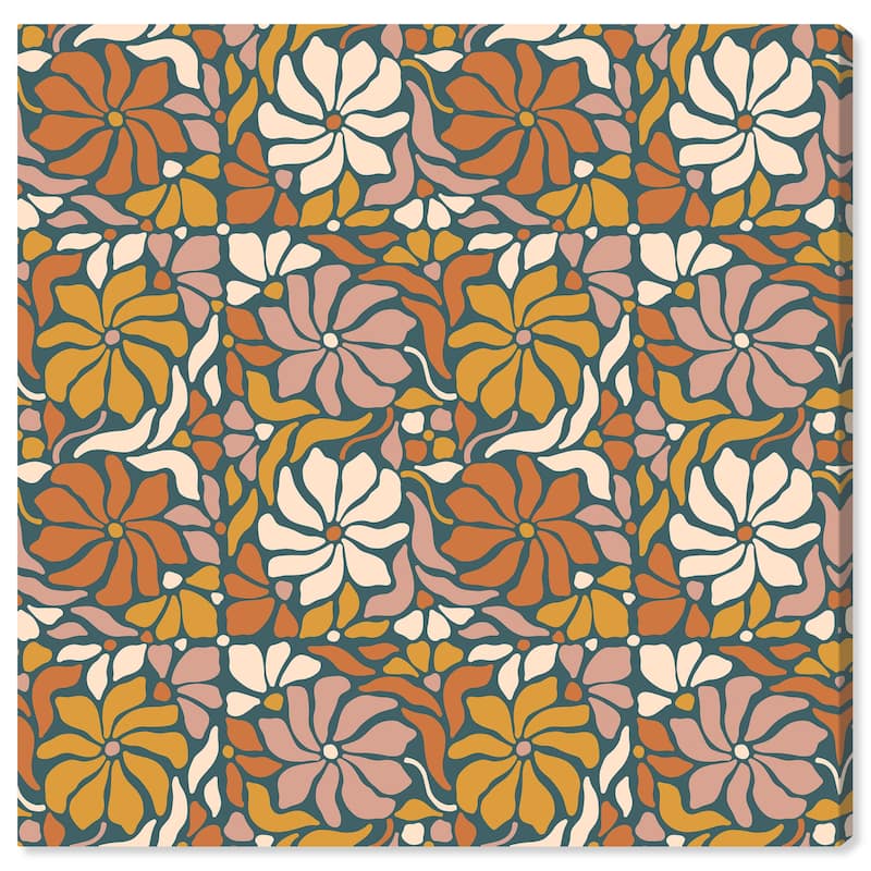 Wynwood Studio Canvas Abstract Flowers Stock Pattern Brown and Ochre Modern & Contemporary Wall Art Canvas Print - 30 x 30
