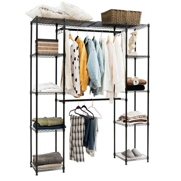 Shop Gymax Expandable Closet Organizer Free Standing Clothes