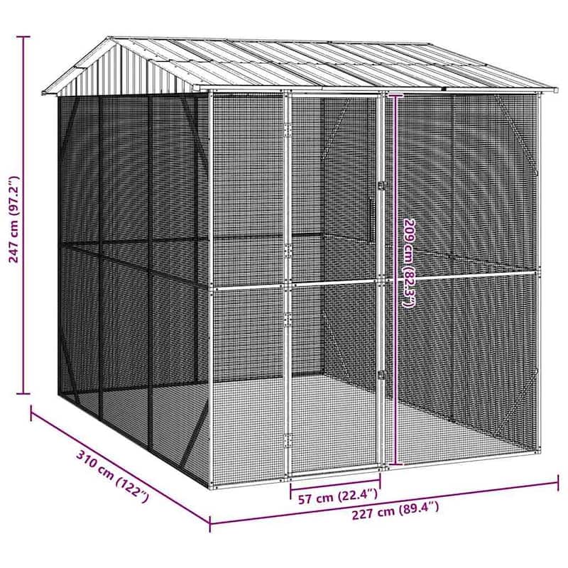 vidaXL Bird Cage Anthracite Galvanized steel