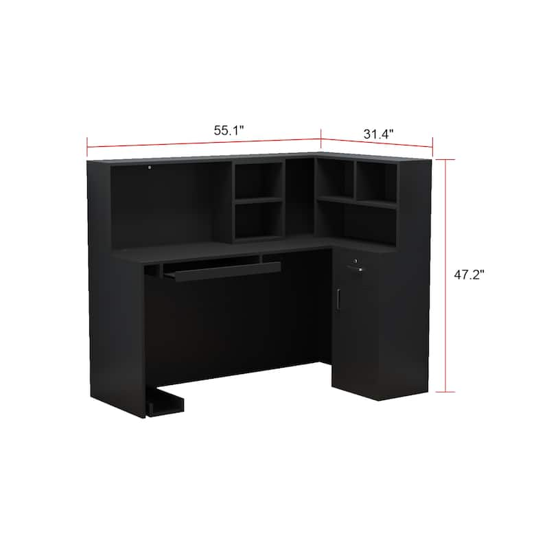 Working Reception Desk L Shaped Front Counter Reception Table Counter ...