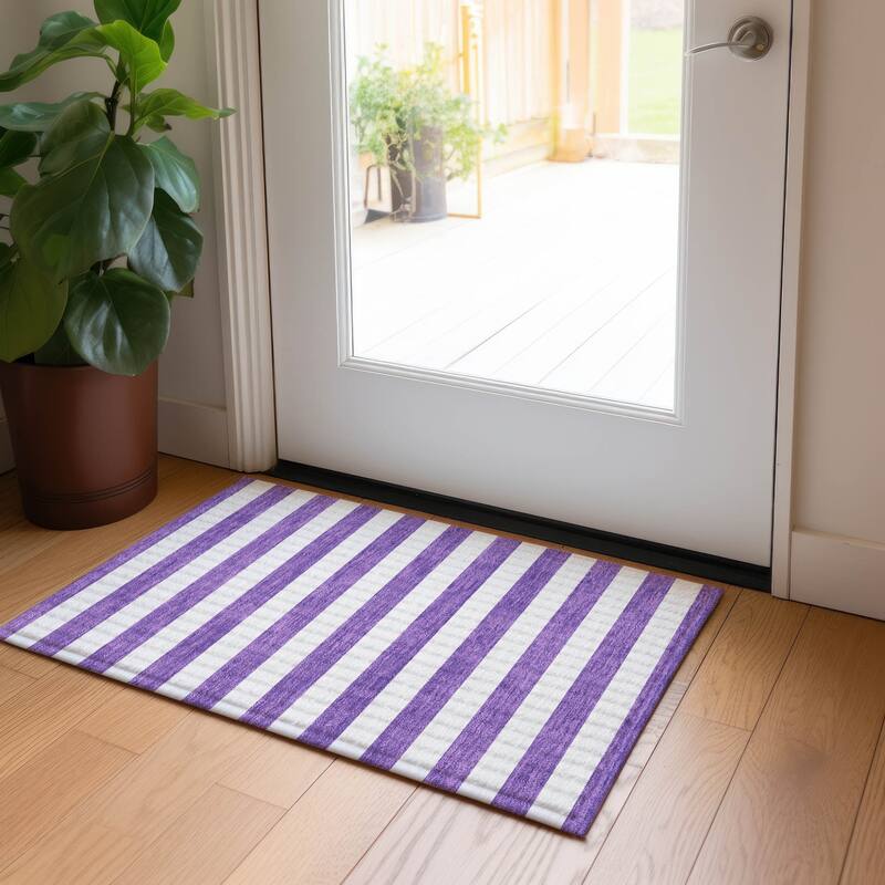 Alnari Stripe Weather Resistant Classic Meets Modern Outdoor Rug