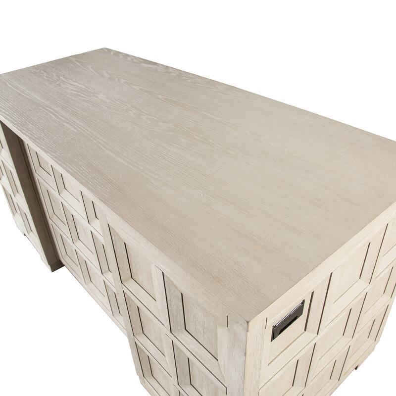 Furniture of America Durem Modern Tawny Brown 66" Executive Desk with Drawers, Keyboard Tray and Power Outlet