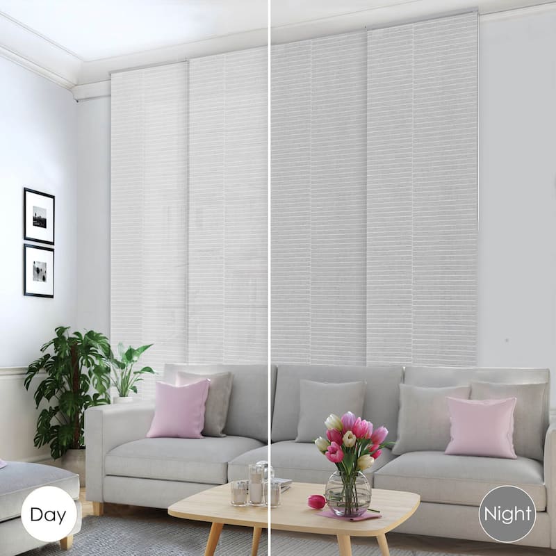 GoDear Design Natural Woven Adjustable Sliding Panel Track Blinds, Vertical Blinds, Timeless Series, 45.8"- 86" W x 96" L
