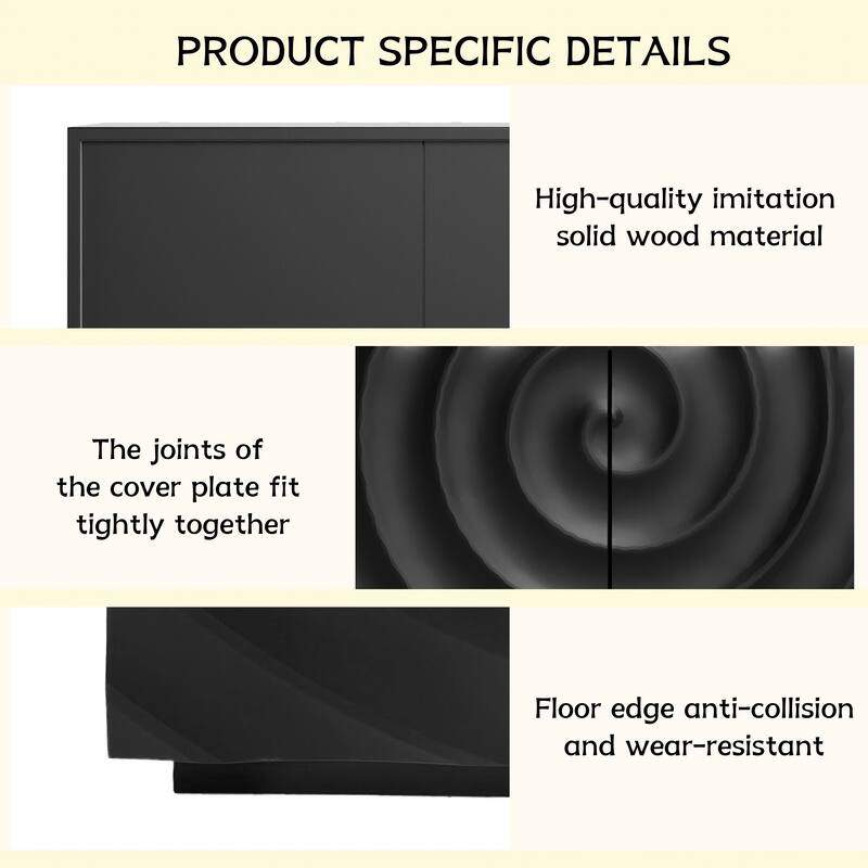 Sideboard Buffet Cabinet, 59" Accent Cabinet with 4 Doors,Mid Century Modern Pantry Cabinet, Wood Buffet Cabinet