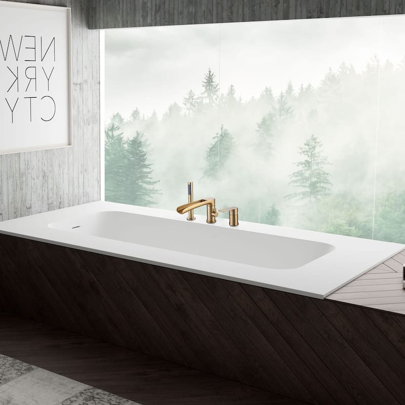 Deck Mounted Tub Faucet With Handheld Shower Watterfall Tub Filler Modern Bahroom Roman Bathtub Faucet With Sprayer And Valve
