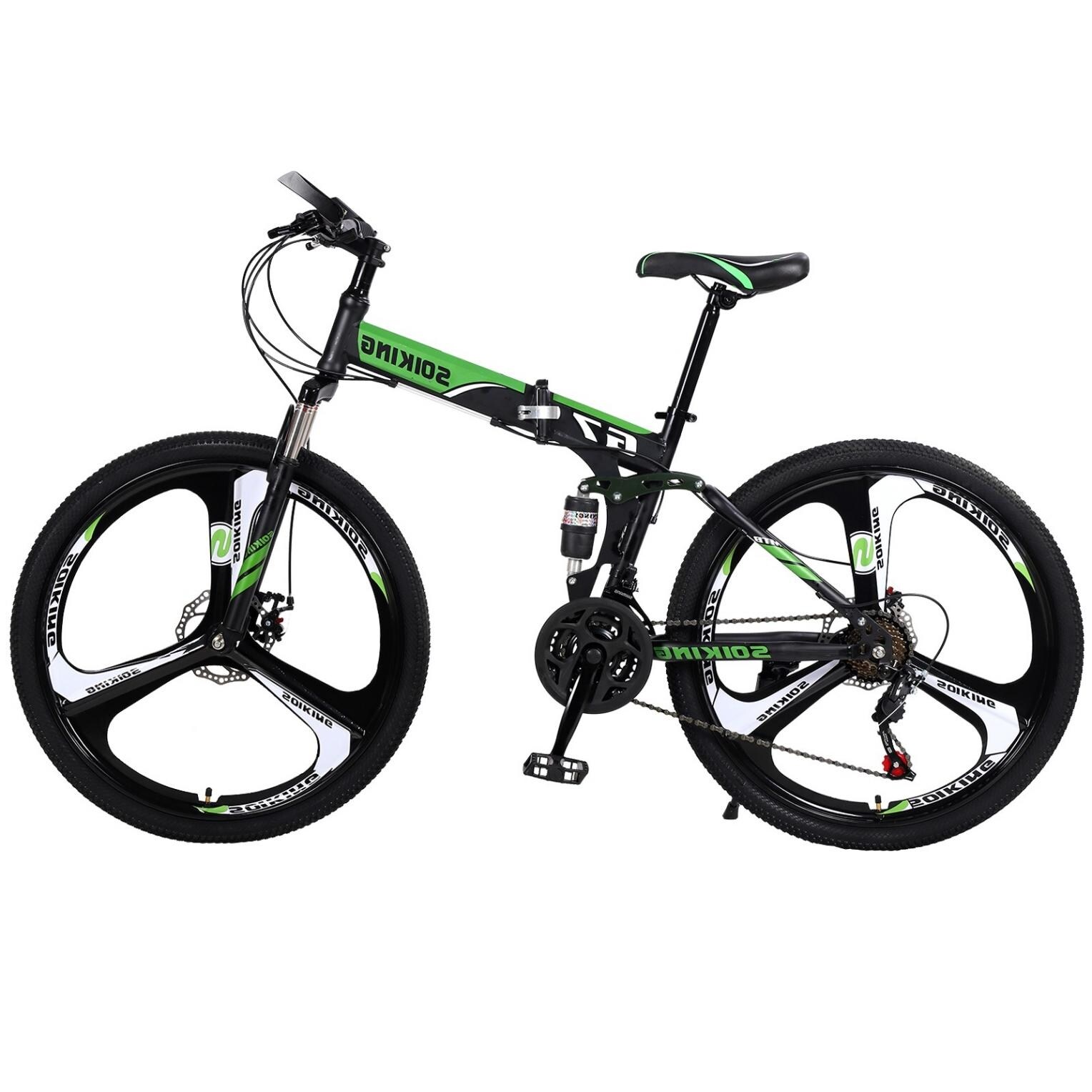 Double Disc Brake Bicycle Gear Steel Frame Adult Travel Folding Bicycle US Fast Shipment 20 Inch Variable Speed Bicycle Gecau Folding Mountain Bike 21 Speed 5 Spoke 