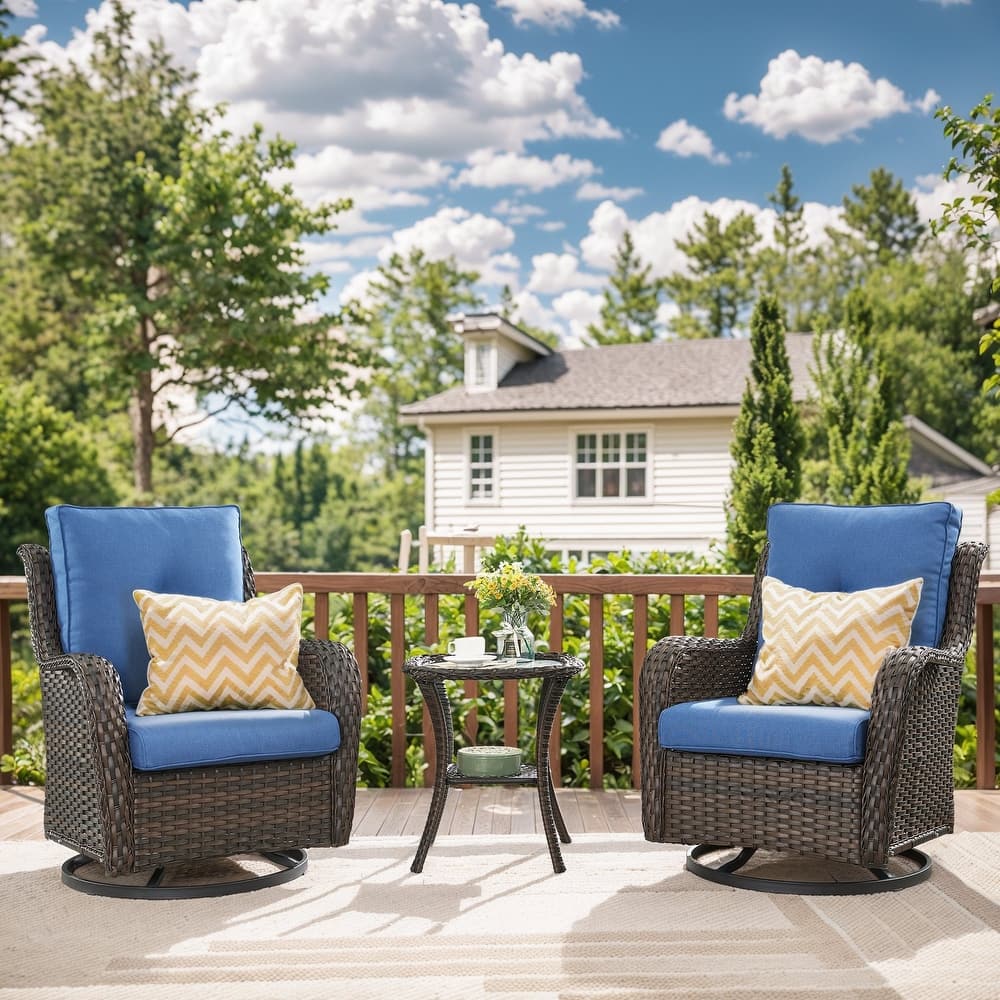 Gymojoy Wicker Swivel Glider Chair Outdoor Rocking Seating with Olefin Cushions