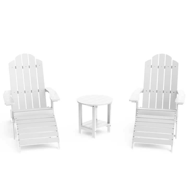 Winsoon 5-Piece All Weather HIPS Outdoor Folding Adirondack Chairs, 2 Ottomans and 1 Side Table