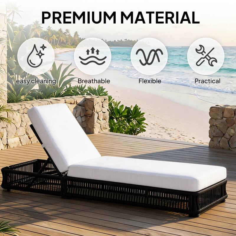 Adjustable Backrest Outdoor Chaise Lounge Chair Patio Pool Lounger