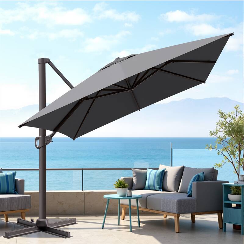 VredHom 10x13FT Patio Cantilever Umbrella Outdoor Offset Umbrella 360-Degree Rotation