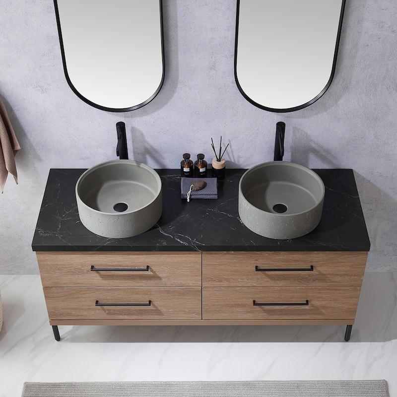 Trento Bath Vanity with Sintered Stone Top with Concrete Sink (R)