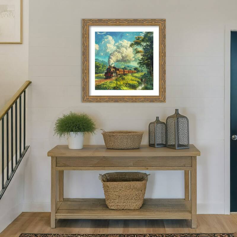 Train Steam Engine by Tradelink inhouse artist Wood Framed Wall Art Print