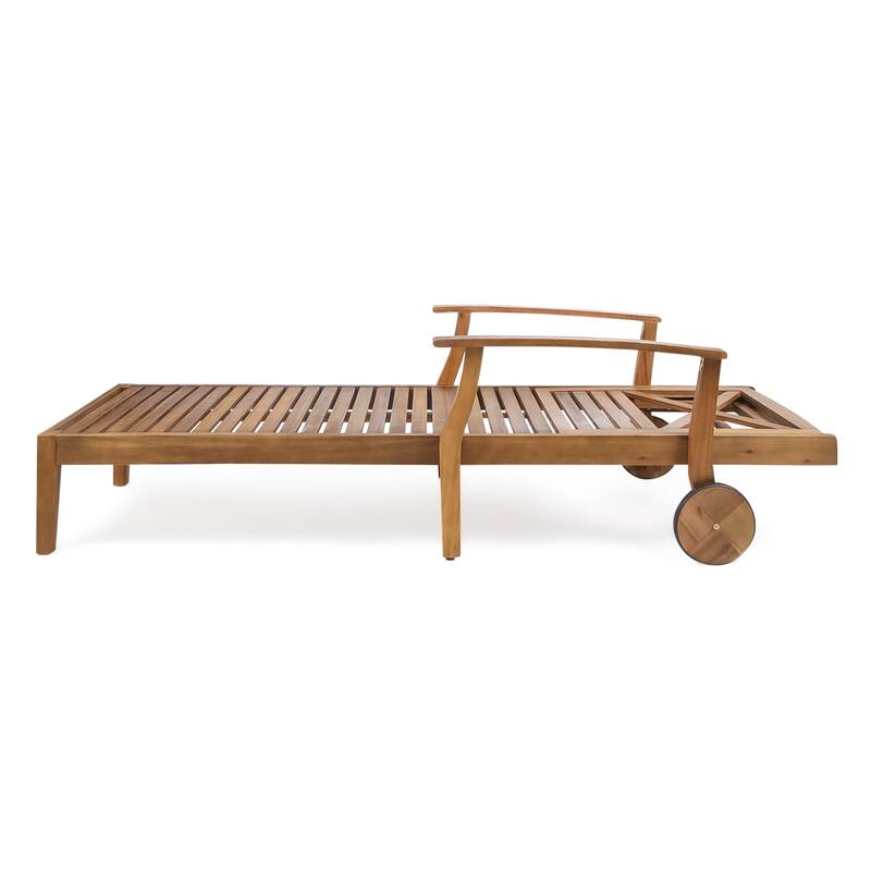Perla Outdoor Acacia Wood Chaise Lounge (Set of 2) by Christopher Knight Home