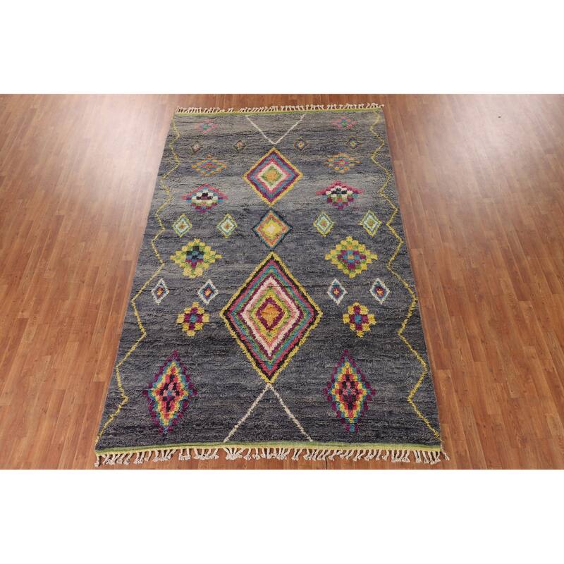Geometric / Moroccan Style Rug Hand-Knotted Wool Carpet - 6'10" x 10'10"