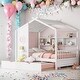 preview thumbnail 2 of 34, Playhouse Design Full Size House Wooden Bed With Trundle, Modern Design for Kids with Storage Shlef-White